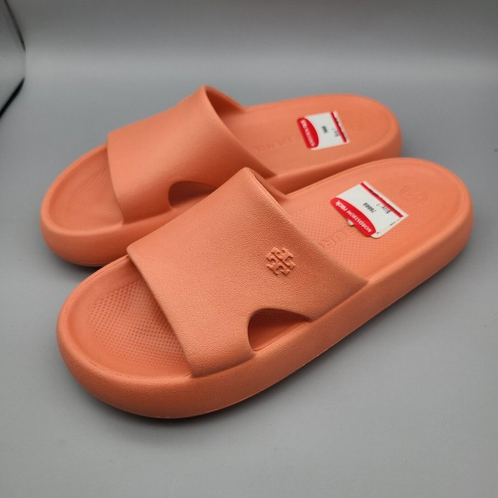Tory Burch Shower sandals slide EVA Coral pink flip flops Shoes sz 7- 8 new